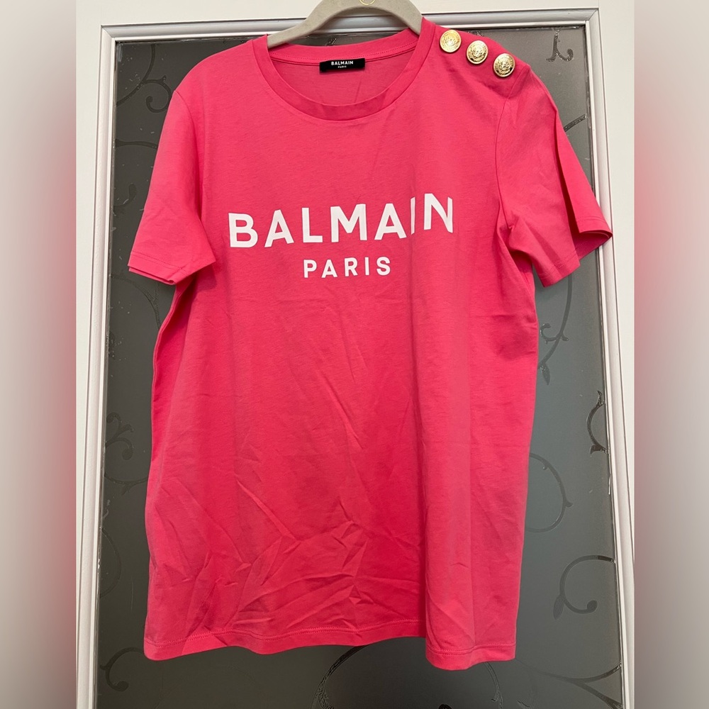 Balmain Pink Short Sleeve Tee